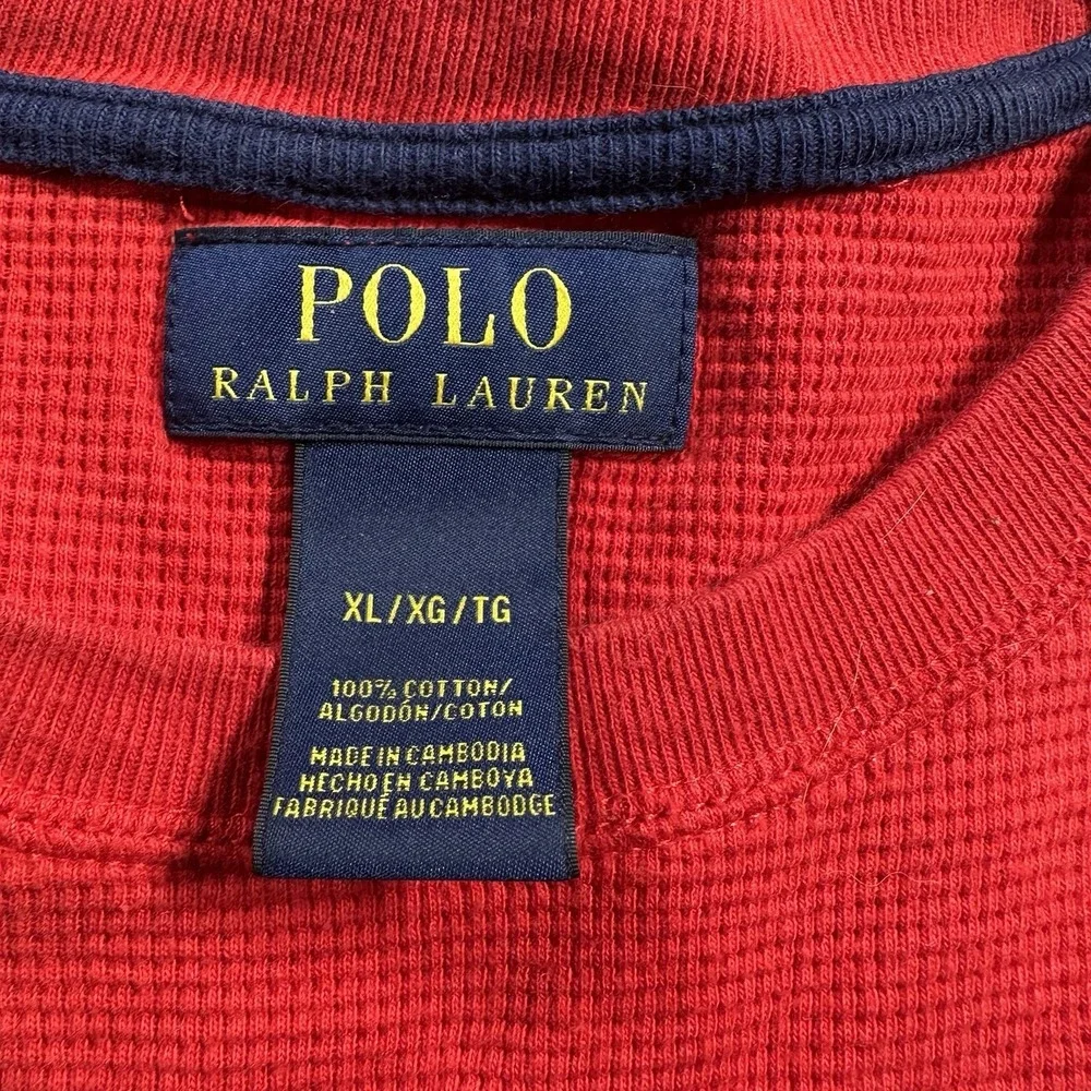 Polo Ralph Lauren Men's Red Waffle Knit‎ Thermal Long Sleeve Shirt Size XL